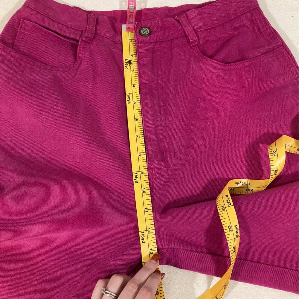 VINTAGE Heavy Denim High Rise Magenta Hot Pink Vintage Jeans - Picture 5 of 12